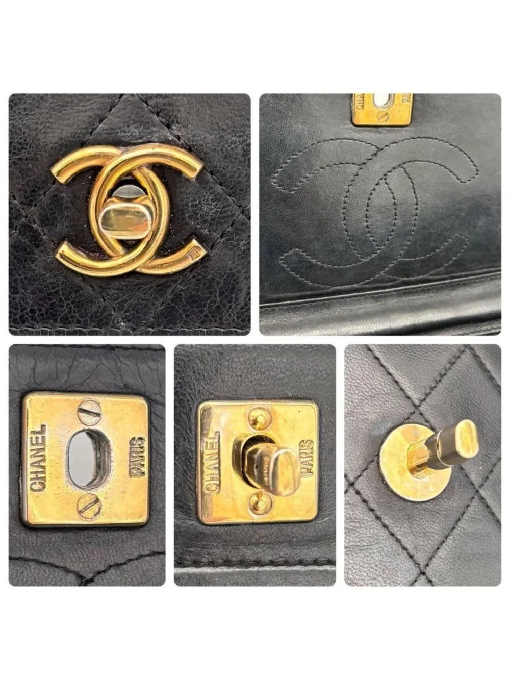 Chanel Quilted Chain Shoulder Bag Black Lambskin